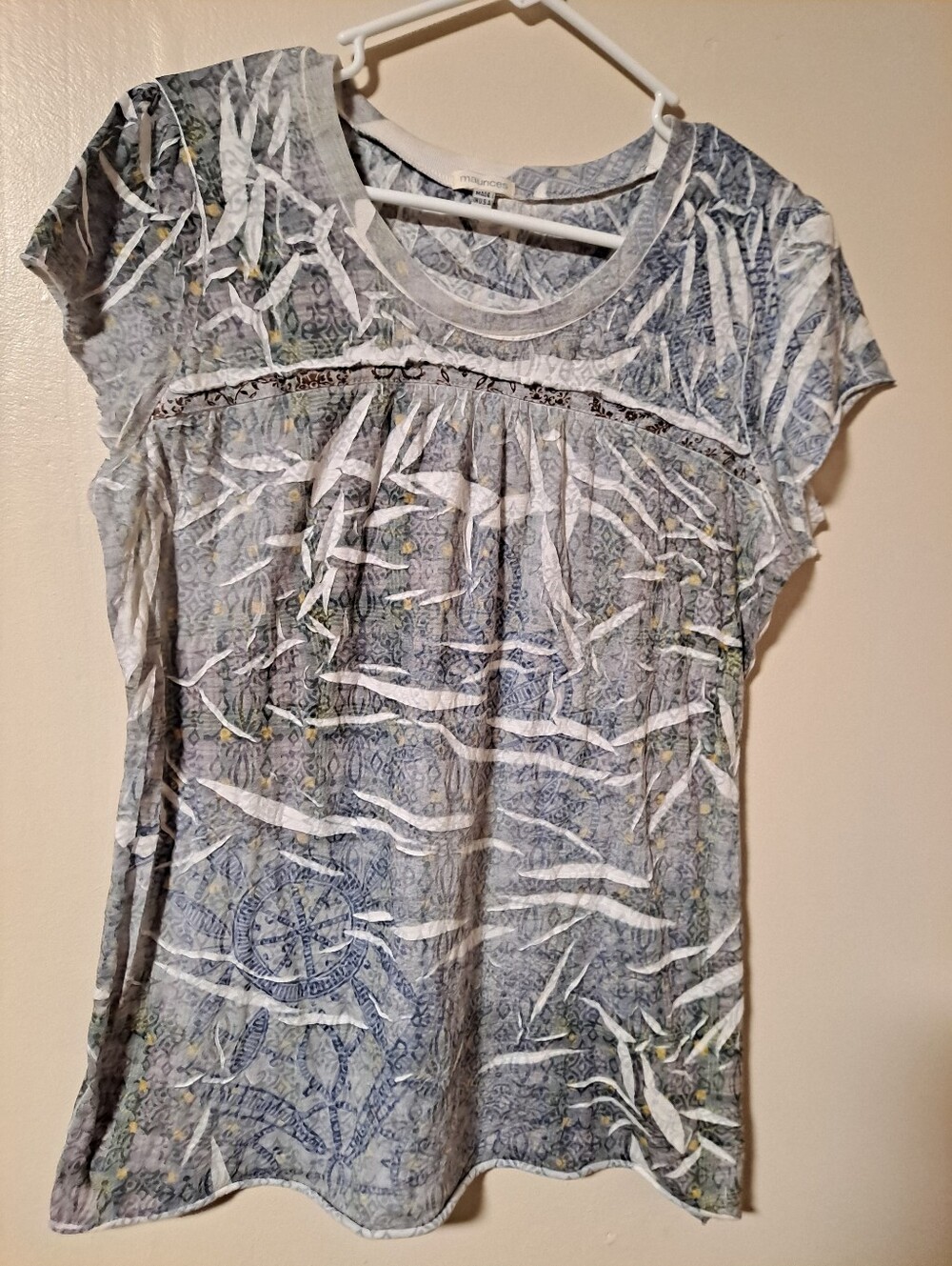 Women’s Short Sleeve Printed Tee - Light Gray Blue